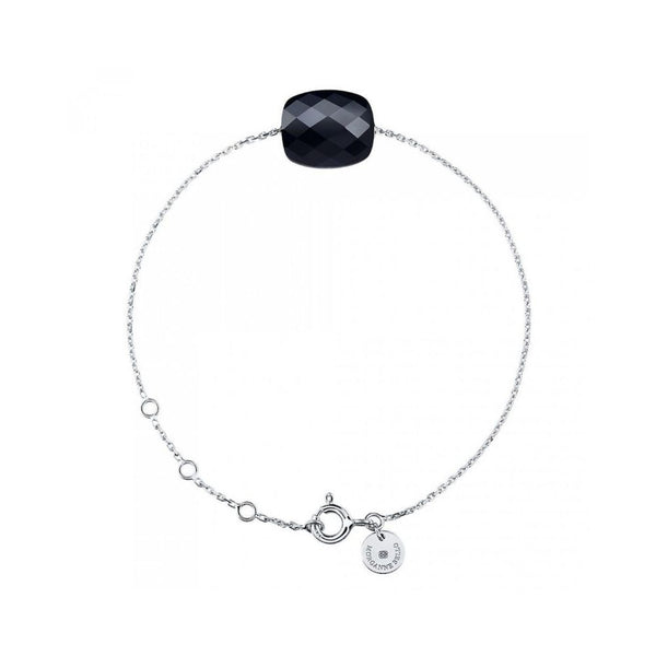 White Gold Cushion Bracelet | Onyx